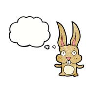 cartoon rabbit with thought bubble N97