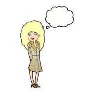cartoon female spy with thought bubble N33