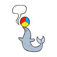 cartoon performing seal with speech bubble N12
