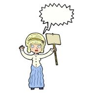 cartoon vicorian woman protesting with speech bubble N7
