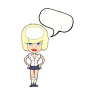 cartoon woman thinking with speech bubble N45