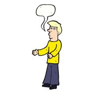 cartoon curious man with speech bubble N78