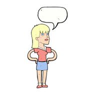 cartoon woman with hands on hips speech bubble N254