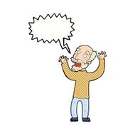cartoon terrified old man with speech bubble N24