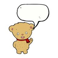 cartoon teddy bear waving with speech bubble N23