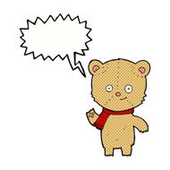 cartoon teddy bear waving with speech bubble N24