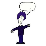 cartoon vampire man with speech bubble N139