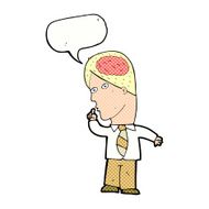 cartoon businessman with huge brain speech bubble N12