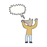 cartoon wolf man with speech bubble N66
