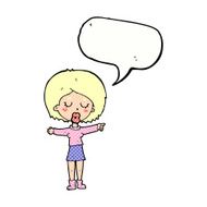 cartoon pointing woman with speech bubble N34