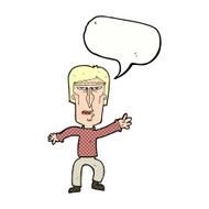 cartoon angry man waving warning with speech bubble N12