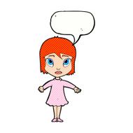 cartoon girl in dress with speech bubble N12