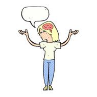cartoon intelligent woman with speech bubble N24