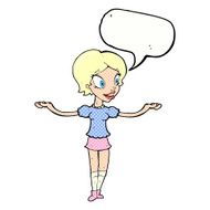 cartoon woman with arms spread wide speech bubble N12