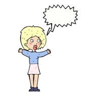 cartoon worried woman with speech bubble N91