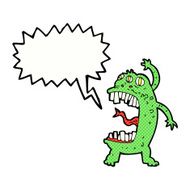 cartoon crazy monster with speech bubble N12