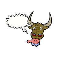 cartoon cow face with speech bubble N10