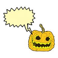 cartoon spooky pumpkin with speech bubble N23