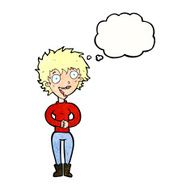 cartoon crazy excited woman with thought bubble N21