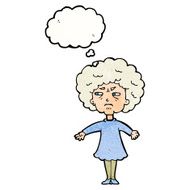 cartoon bitter old woman with thought bubble N21