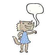 cartoon wolf girl with speech bubble N7