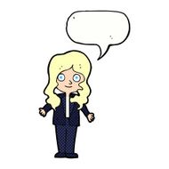cartoon friendly business woman with speech bubble N12