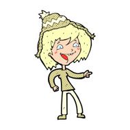 cartoon woman laughing and pointing with speech bubble N9
