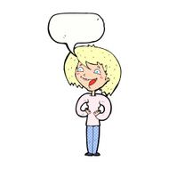 cartoon excited woman with speech bubble N153