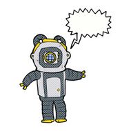 cartoon deep sea diver with speech bubble N36