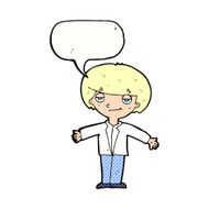cartoon smug boy with speech bubble N11