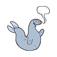 cartoon happy seal with speech bubble N23