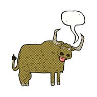 cartoon hairy cow with speech bubble N11