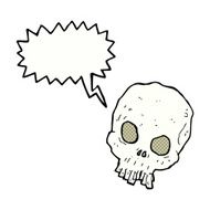 cartoon spooky skull with speech bubble N173