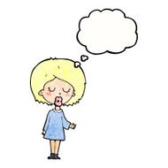 cartoon woman explaining her point with thought bubble N40