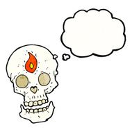 cartoon mystic skull with thought bubble N9