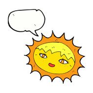 cartoon pretty sun with speech bubble N8