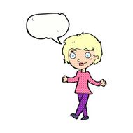 cartoon confused woman with speech bubble N100