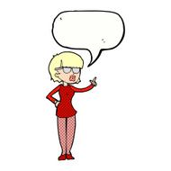 cartoon woman wearing spectacles with speech bubble N47