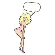 cartoon woman in lingerie with speech bubble N56