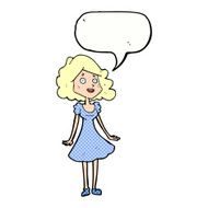 cartoon happy woman in dress with speech bubble N31