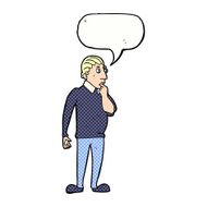 catoon curious man with speech bubble N4