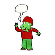 cartoon cool alien with speech bubble N12