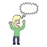 cartoon terrified man with speech bubble N253