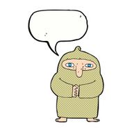 cartoon monk in robe with speech bubble N11