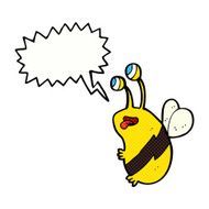 cartoon funny bee with speech bubble N12