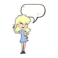 cartoon girl making point with speech bubble N12