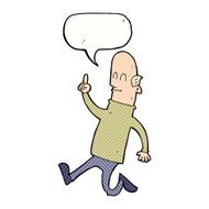 cartoon bald man with idea speech bubble N24