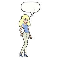 cartoon pretty woman with speech bubble N318