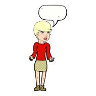 cartoon confused woman with speech bubble N101