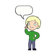 cartoon boy with idea speech bubble N82